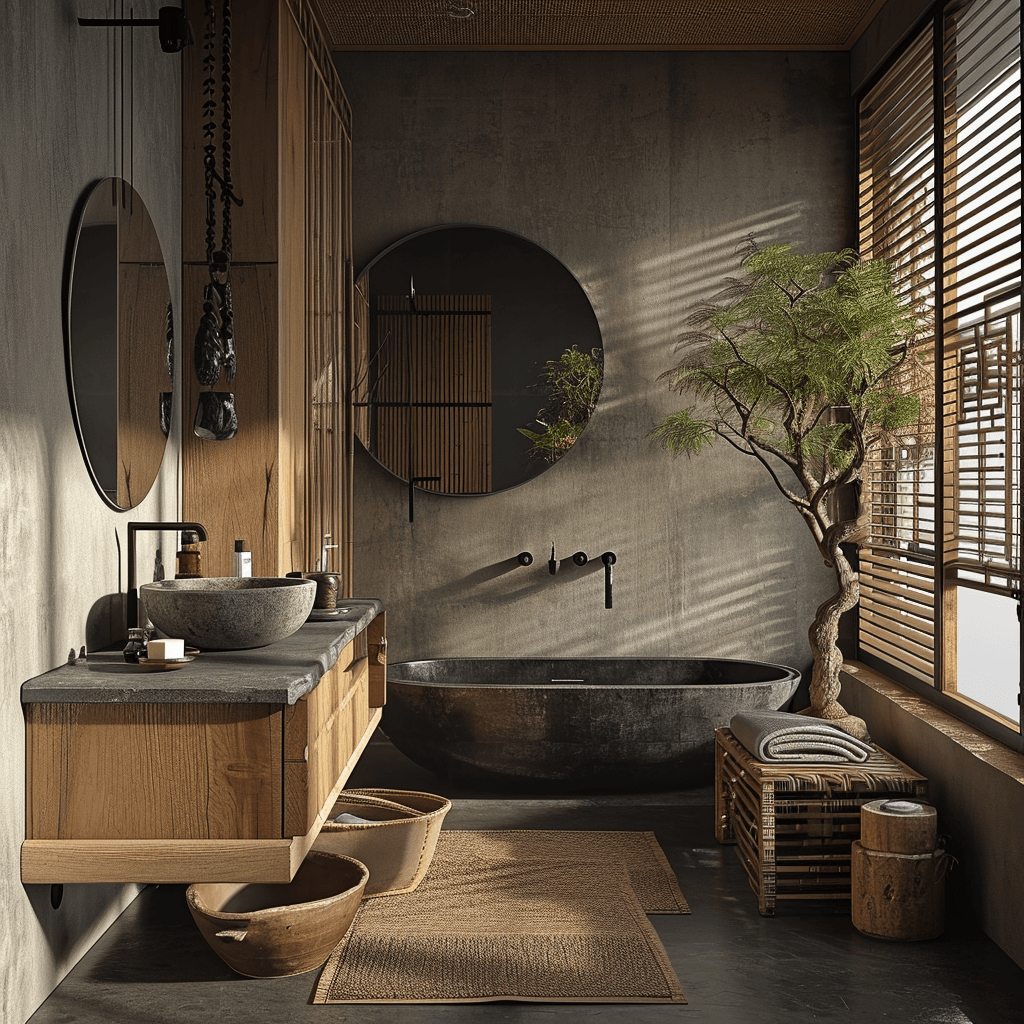 Japanese design bathroom reflecting the art of simplicity and functionality.