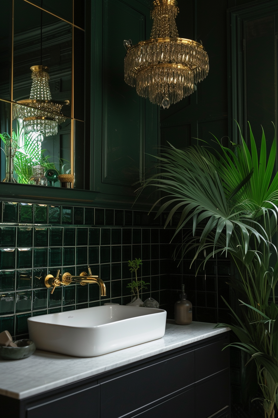 Victorian bathroom with a pull-chain flush toilet, a nod to historical design 