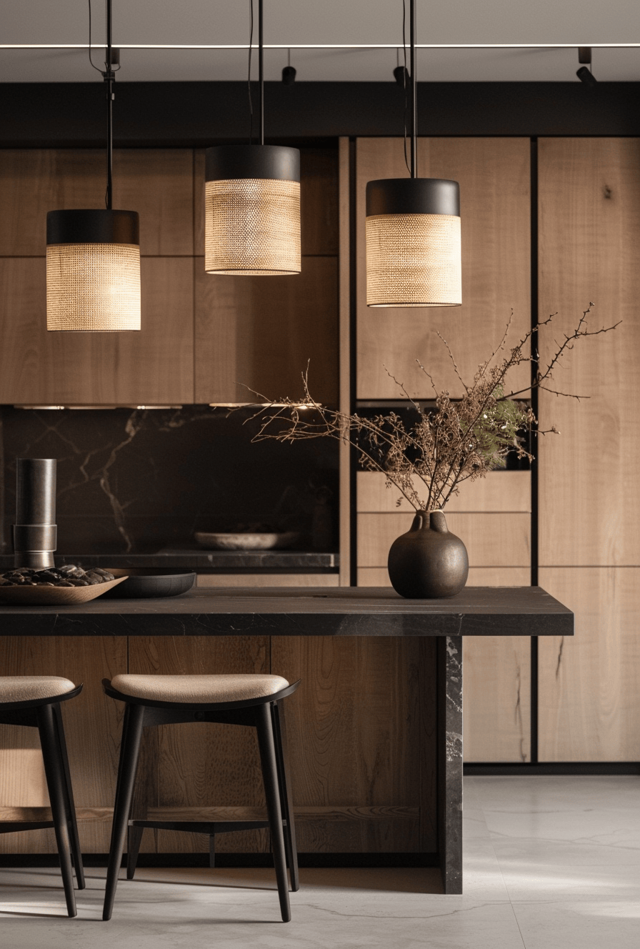 a Subtle and stylish Japandi kitchen wall decor for a minimalist aesthetic