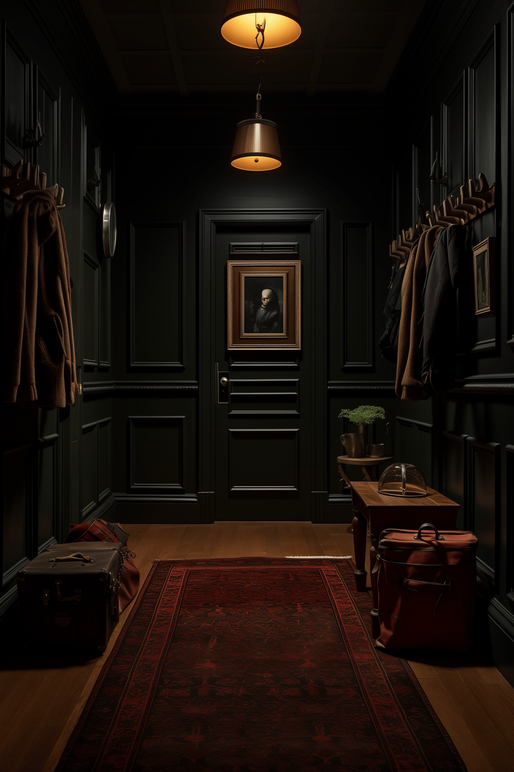 dark hallway rug