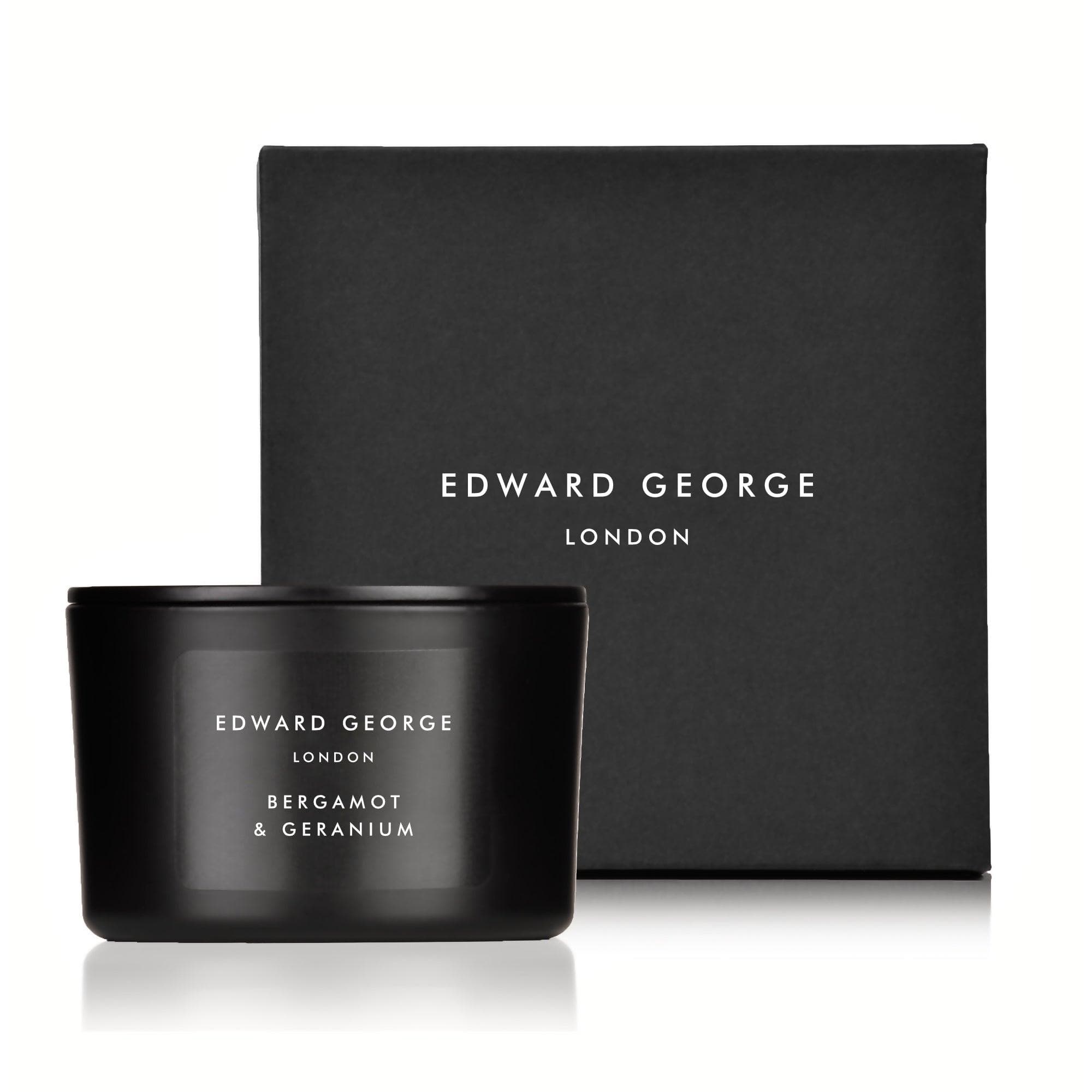 bergamot geranium candles home fragrance decor room edward george london luxury gift ritual scent set lid zinc alloy black wax beeswax mineral best black wax scented candle women men small
