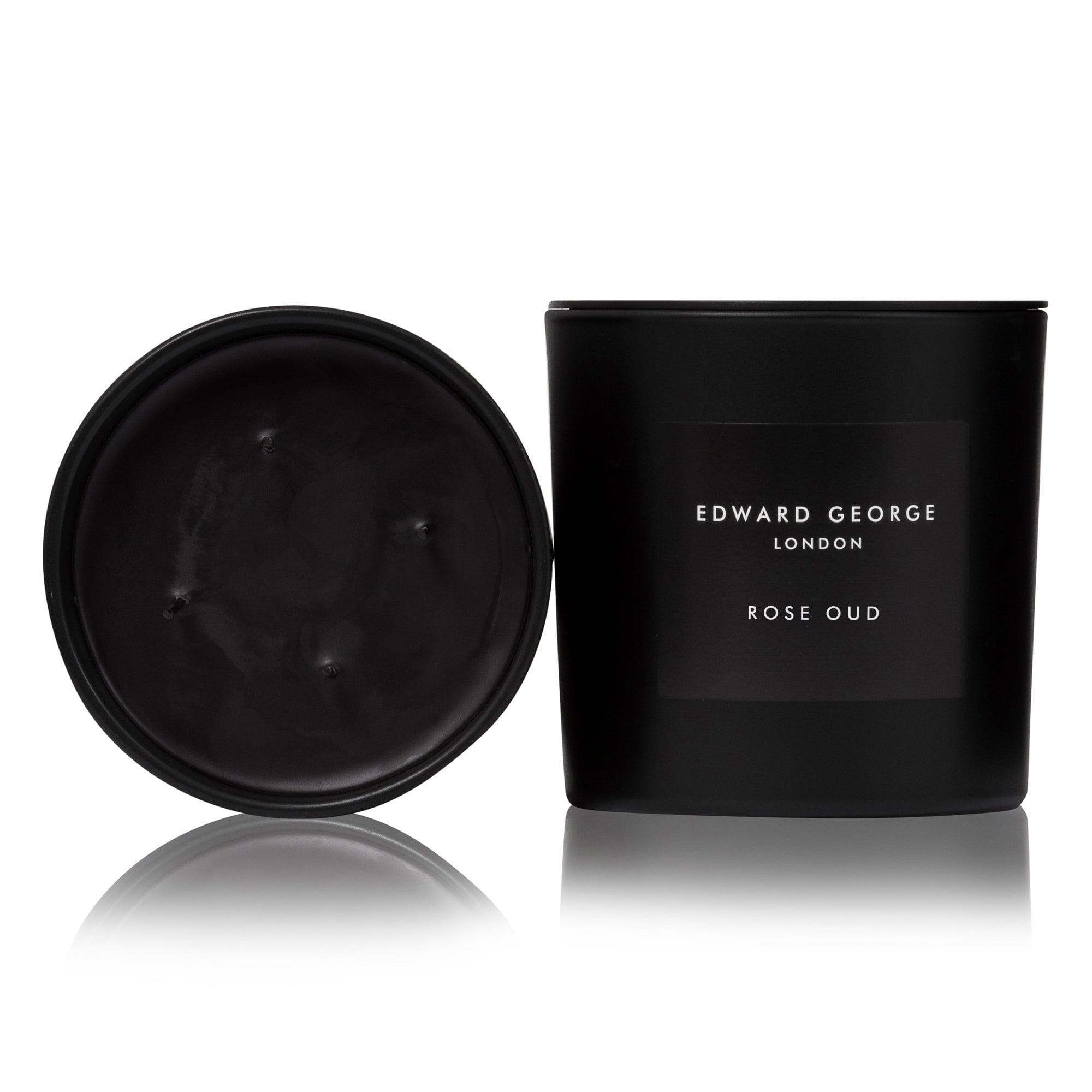 rose oud candles home fragrance decor room living room bedroom bathroom hallway kitchen study dinning edward george london luxury gift ritual scent set lid zinc alloy black wax mineral best black wax scented candle women men large