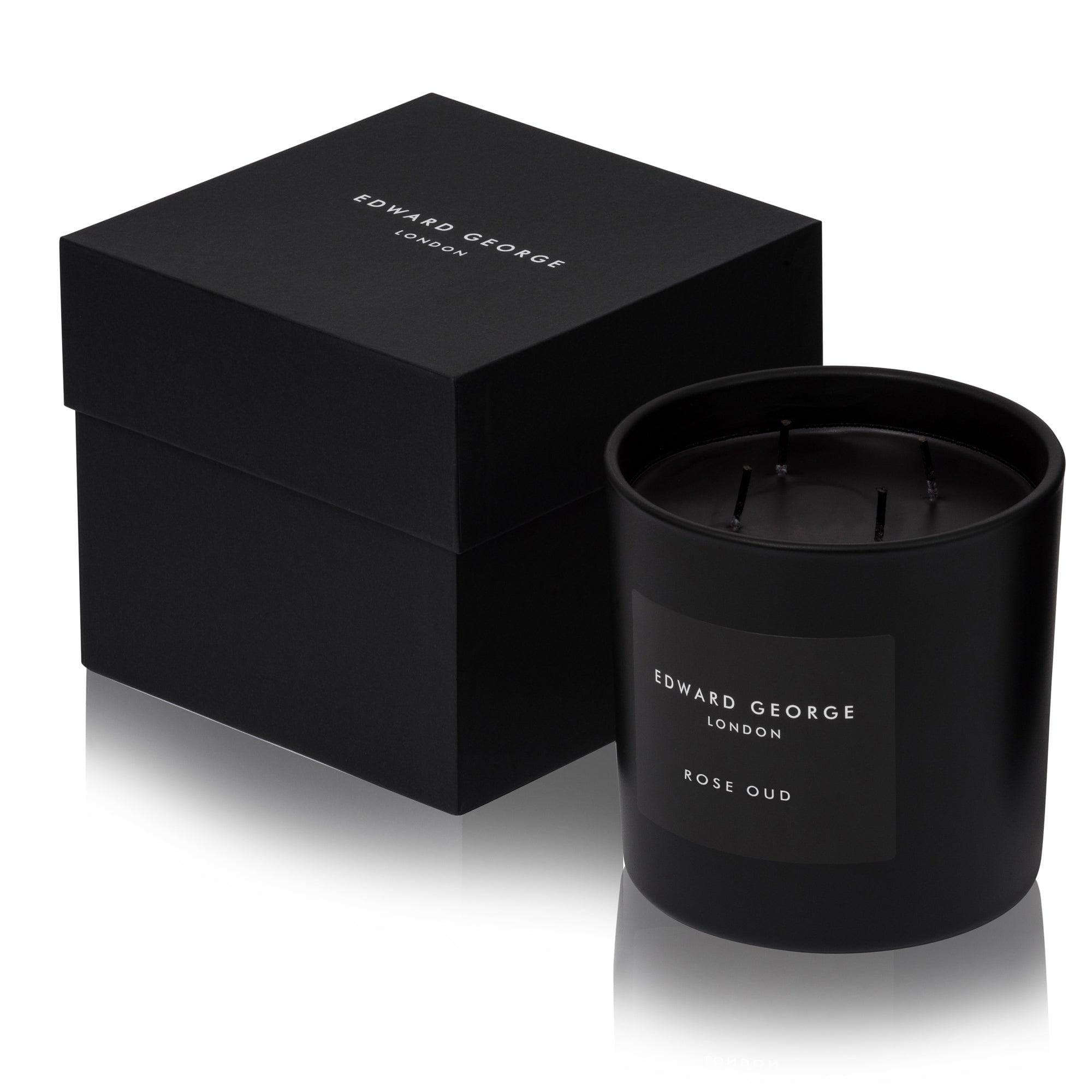 rose oud candles home fragrance decor room living room bedroom bathroom hallway kitchen study dinning edward george london luxury gift ritual scent set lid zinc alloy black wax mineral best black wax scented candle women men large