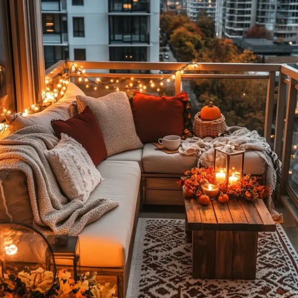 ACNH fall home exterior with custom designs creating a zen garden with autumnhued gravel patterns