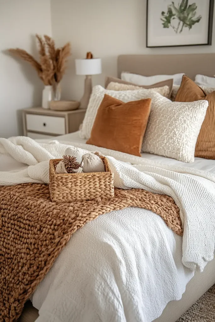 Fall color bedroom ideas showcasing a range of autumn hues