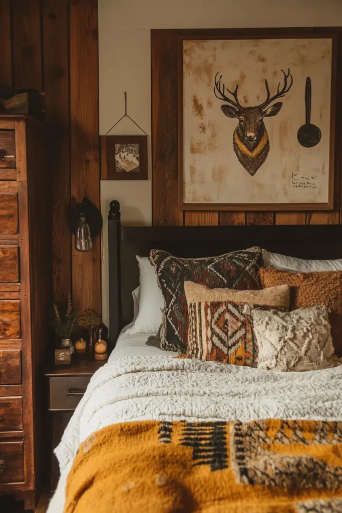 Fall decor bedroom ideas brought to life in a styled space