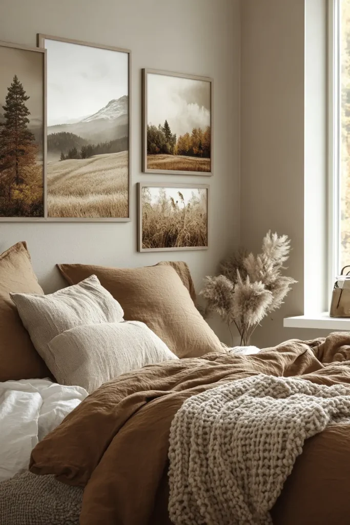 Simple fall bedroom decor with understated seasonal touches