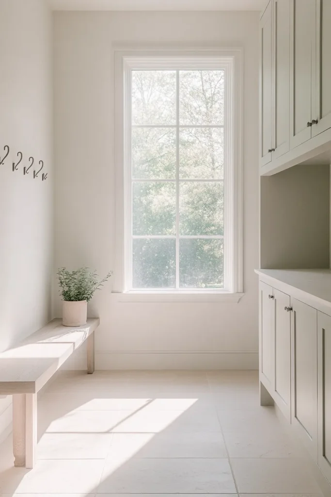 Airy minimalist mudroom ideas entryway featuring clean lines uncluttered space and mudroom minimalist design