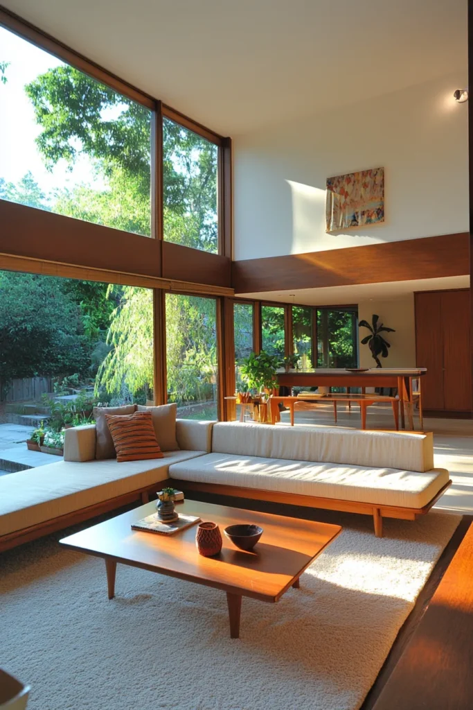 Mid century modern bathroom apartment and mid century modern apartment aesthetic with natural light