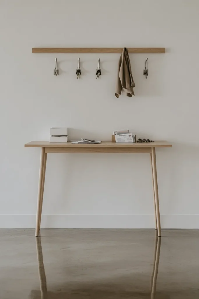 Minimalist mudroom ideas showcased in clean uncluttered entryway with modern storage solutions