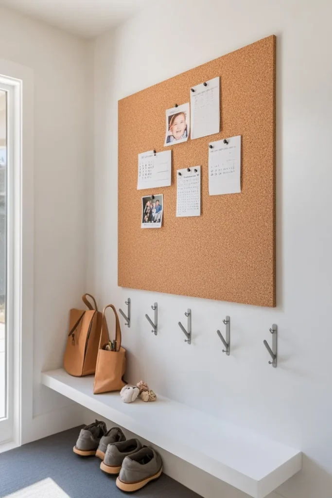 Modern minimalist mudroom concept with bulletin board minimalist mudroom ideas for streamlined organization and style