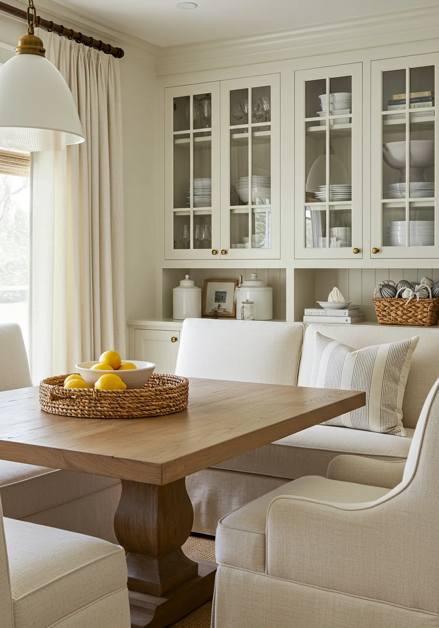 nancy meyers interiors hamptons style living room with ivory walls beige upholstery natural light and elegant cabinetry
