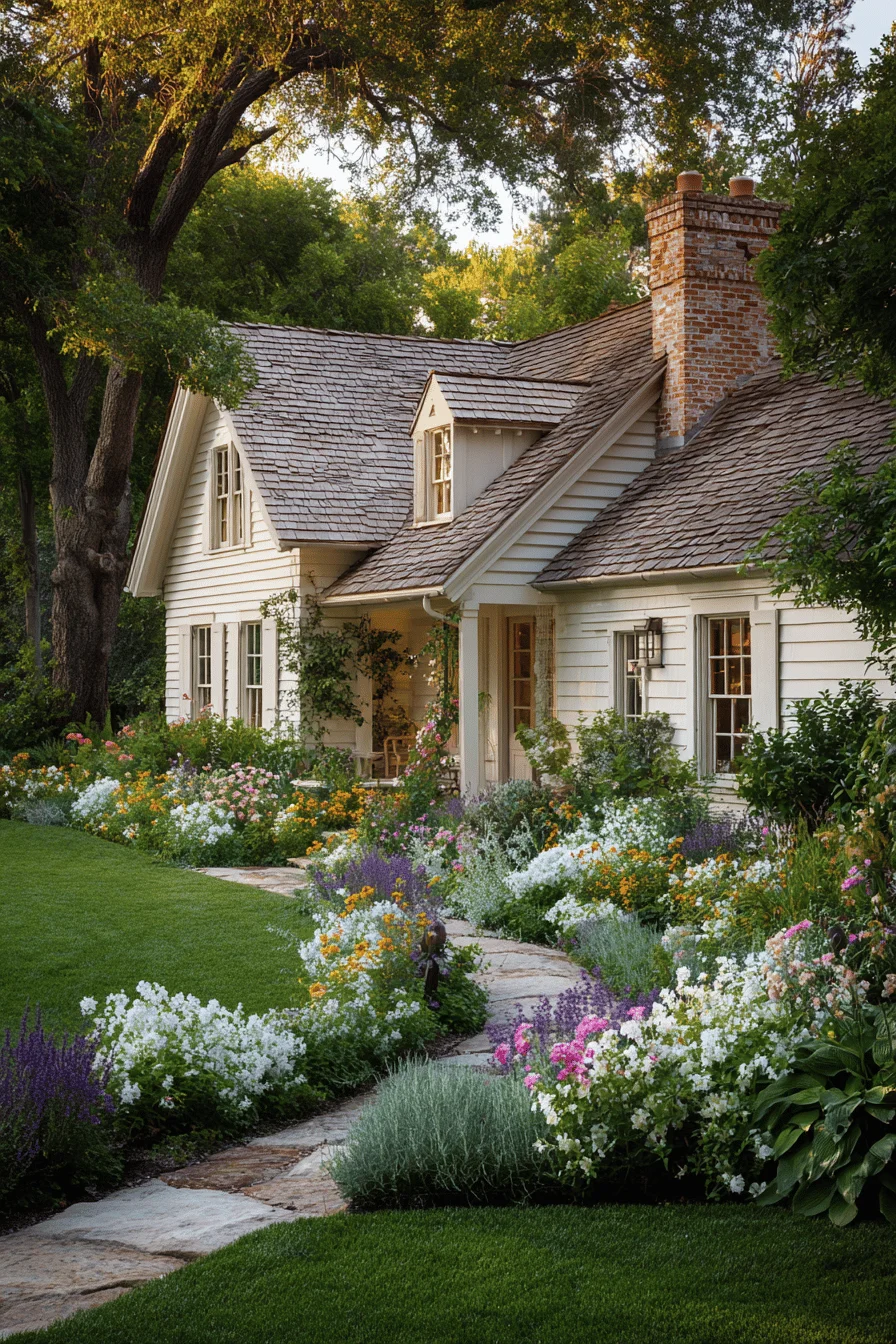 garden ideas featuring farmhouse with garden with natural stone pathways garden at home elements and mountain homestead design