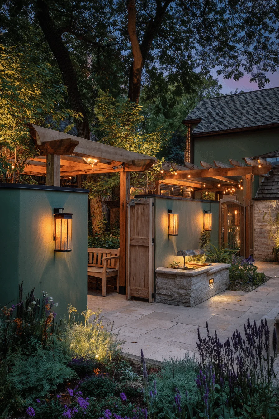 home garden design featuring cottage garden design farmhouse with split rail fencing vintage wooden planters and english cottage garden lighting