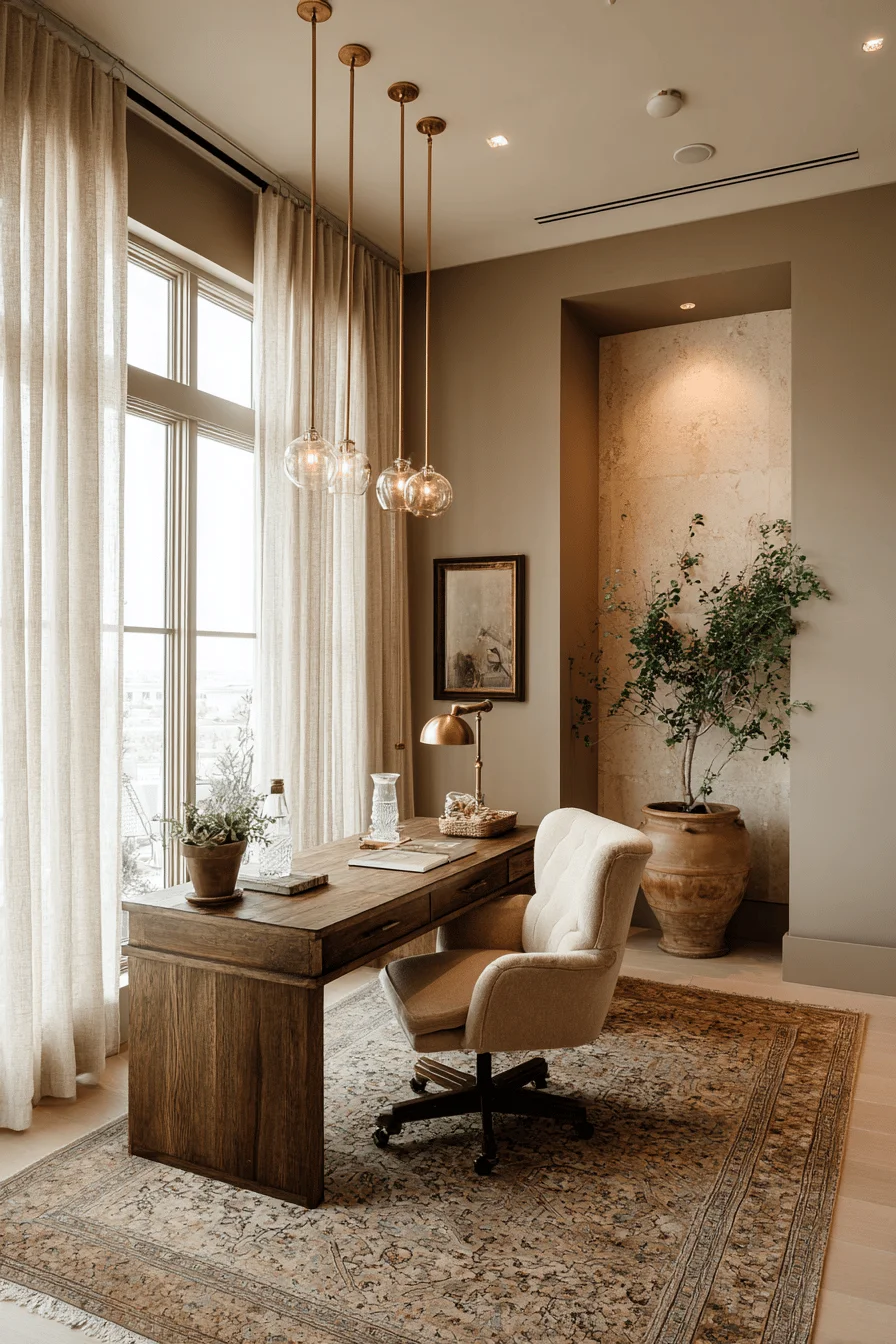 refined dream house interior featuring boho office with premium house inspo and home office boho chic design