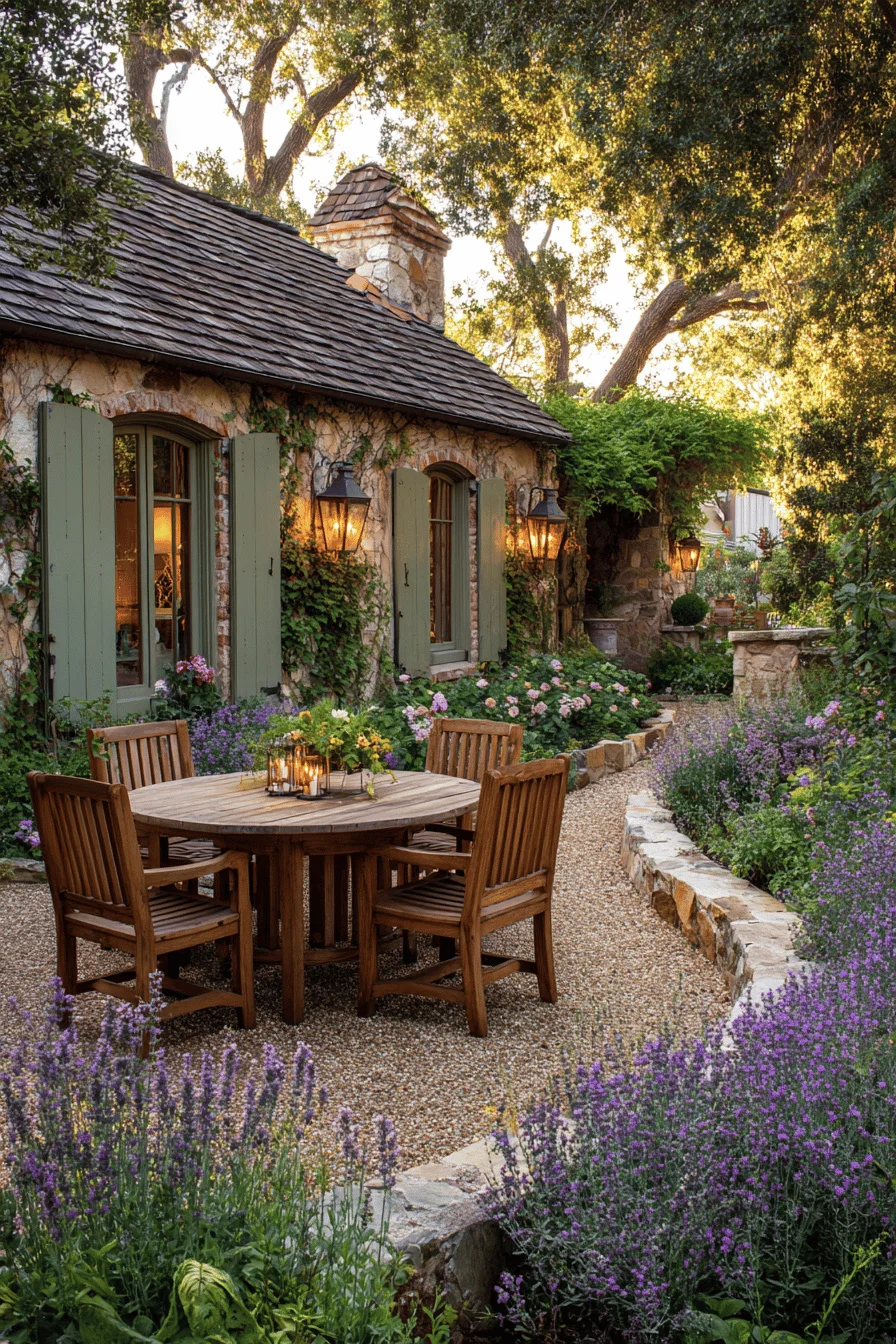 secret garden featuring farmhouse garden with stone garden walls herb garden aesthetic plantings and garden farmhouse design