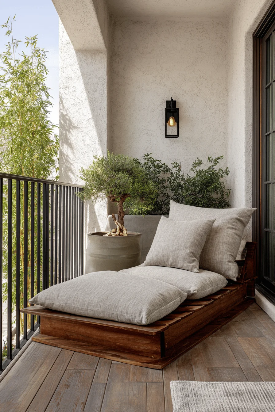 cozy house japandi balcony featuring big balcony ideas with balcony design and minimalist lounge furniture