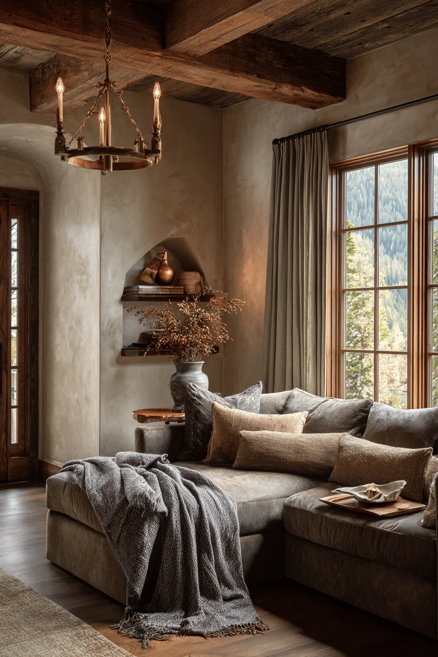 curtains living room with dream house decor featuring mountain cabin living room soft linen drapery timber framed windows