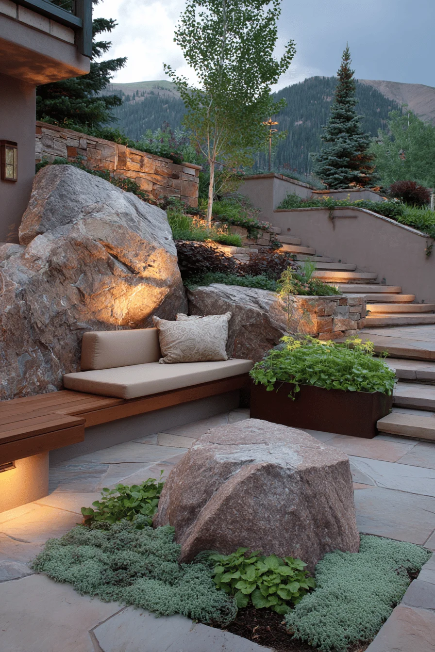 dream garden alpine haven with mountain garden elements and comfortable outdoor backyard living spaces