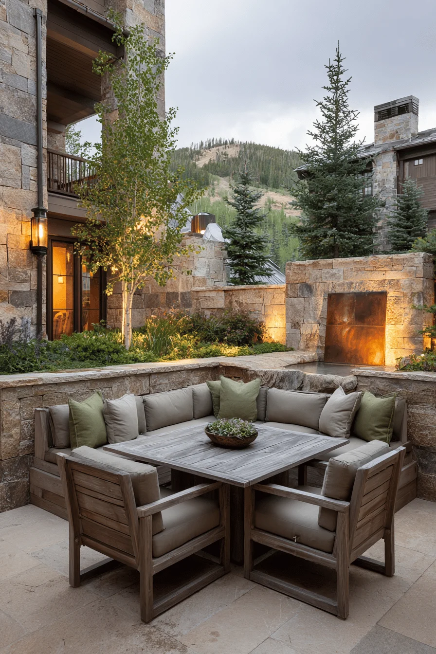 garden design featuring sophisticated mountain elements with premium granite pathways and summer decor