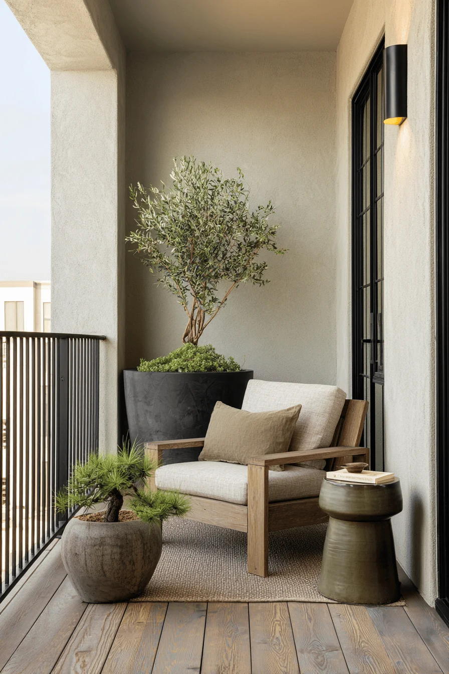 home decor ideas japandi balcony featuring closed balcony ideas with teak furniture and bamboo privacy screen