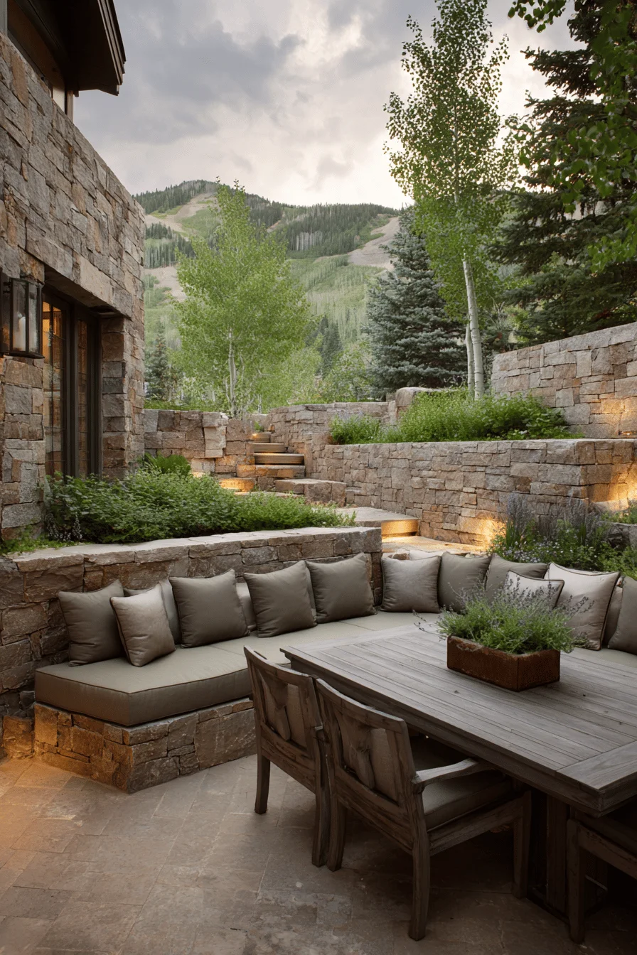 home garden alpine haven with mountain garden elements and comfortable outdoor living spaces
