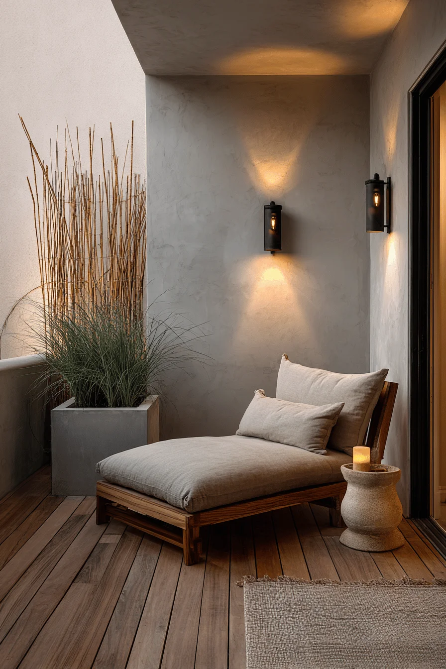 home interior design japandi balcony showcasing outdoor balcony ideas with balcony design ideas featuring teak furniture and plants