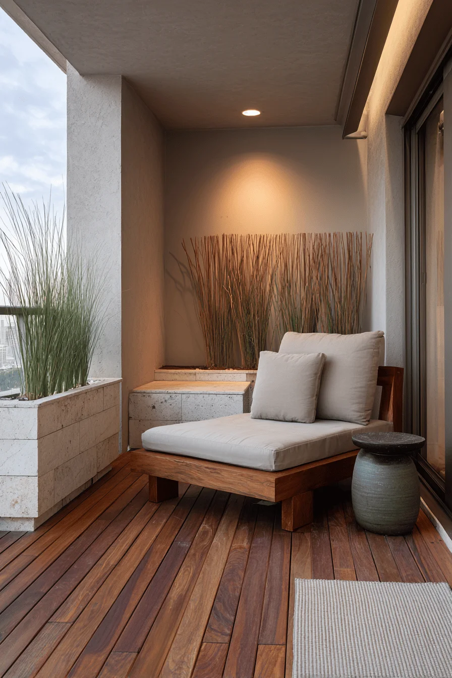 house design japandi balcony with apartment balcony garden featuring balcony garden ideas and natural wood elements