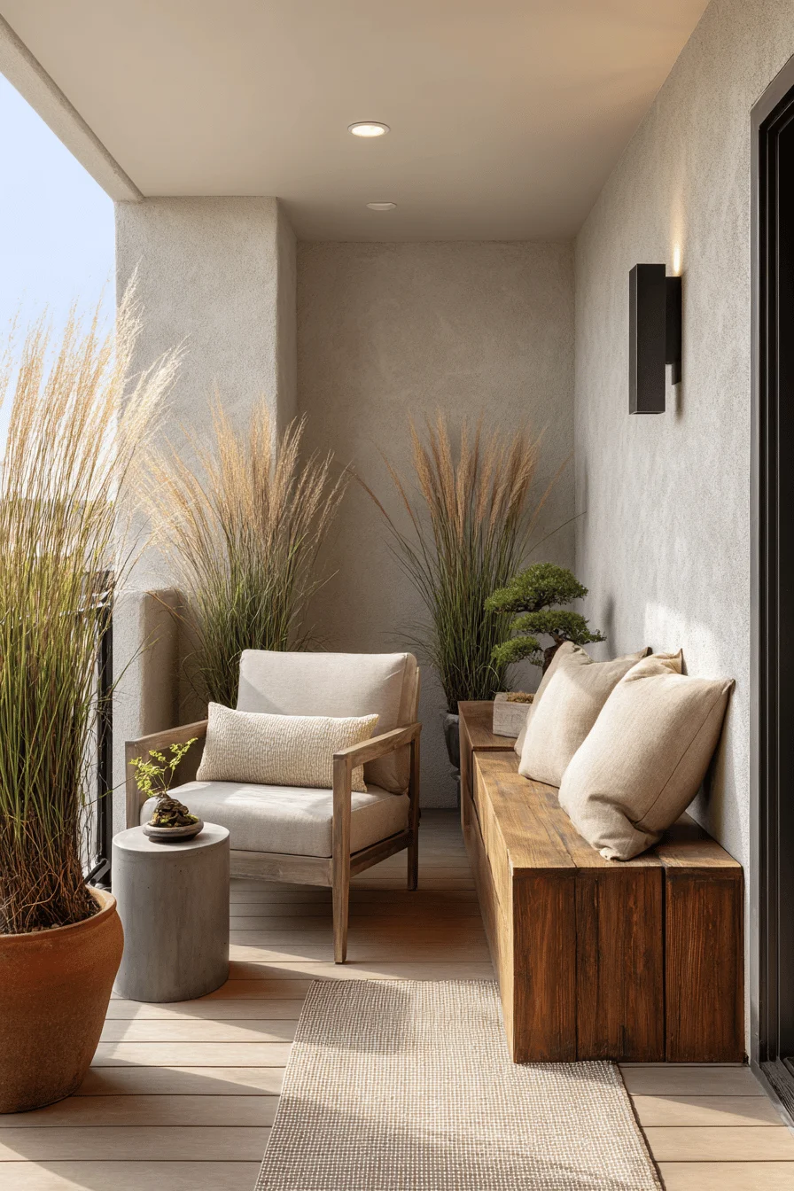 house exterior design japandi balcony showcasing small balcony ideas apartment with balcony furniture and natural elements