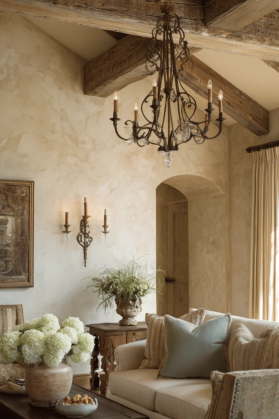 interior design cozy house style french country outdoor lighting with carriage lights and crystal chandelier accents