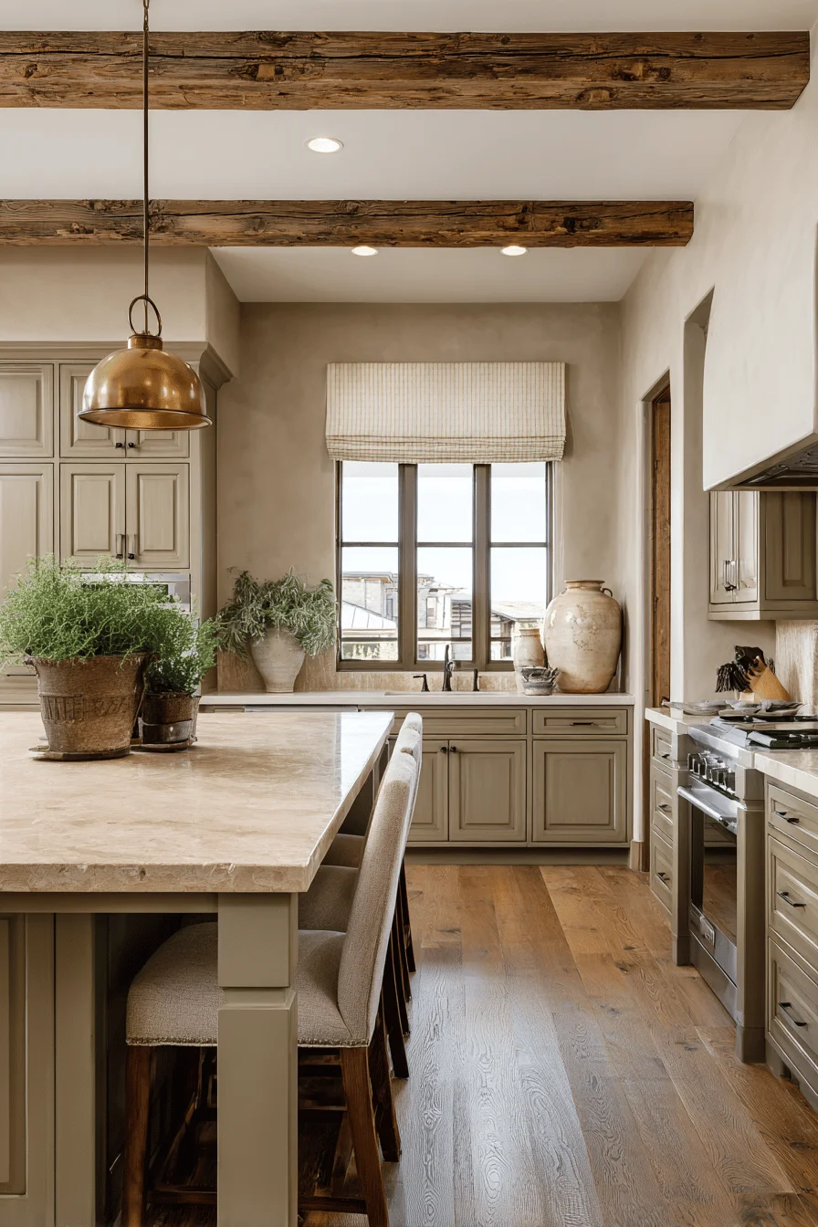 kitchen nook with house aesthetic featuring ranch kitchen decor and warm taupe cabinetry