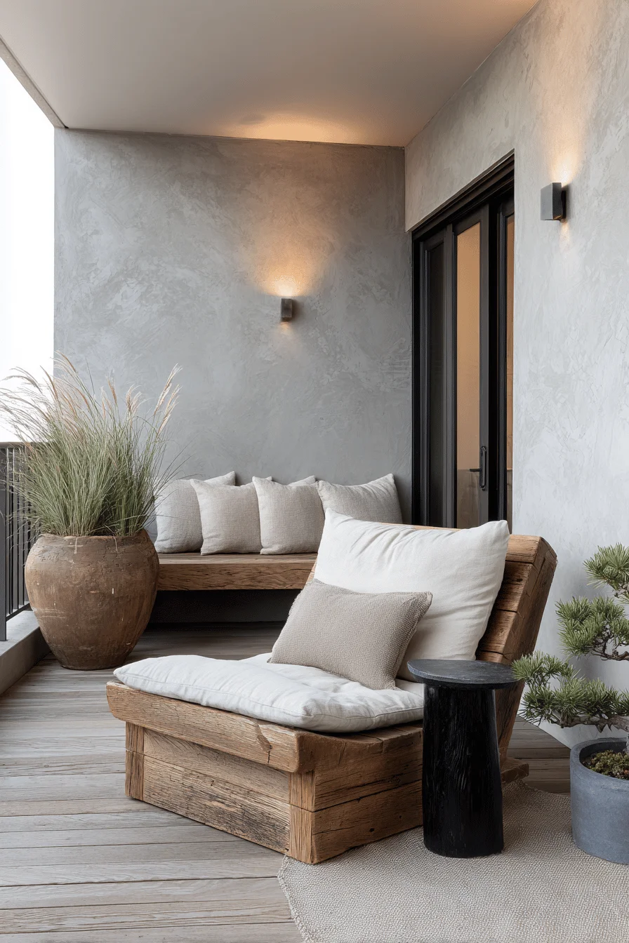 modern exterior japandi balcony featuring small balcony ideas apartment with balcony decor and bamboo privacy screen