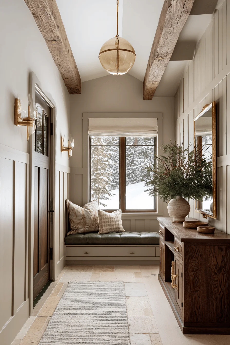 mountain decorating long hallway with room design featuring taupe wainscoting and hallway inspiration