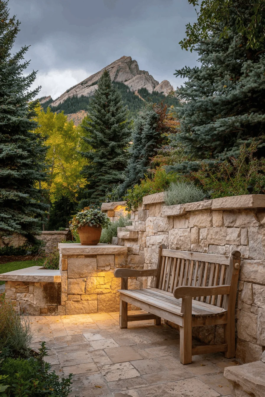 mountain garden ideas showcasing modern garden design with stone terracing and alpine perennial borders