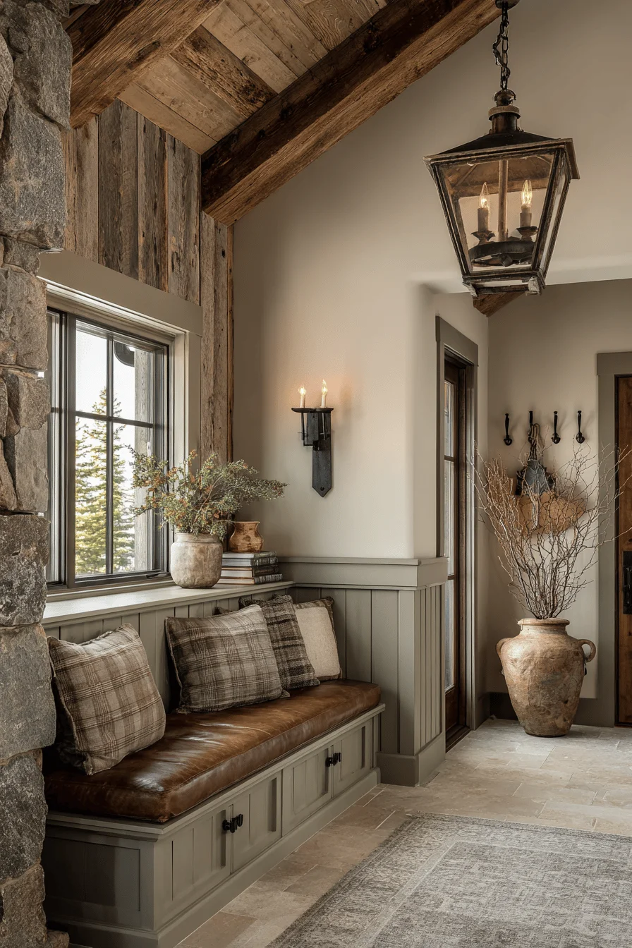mountain hallway decorating with house interior featuring reclaimed barn wood and hallway elements