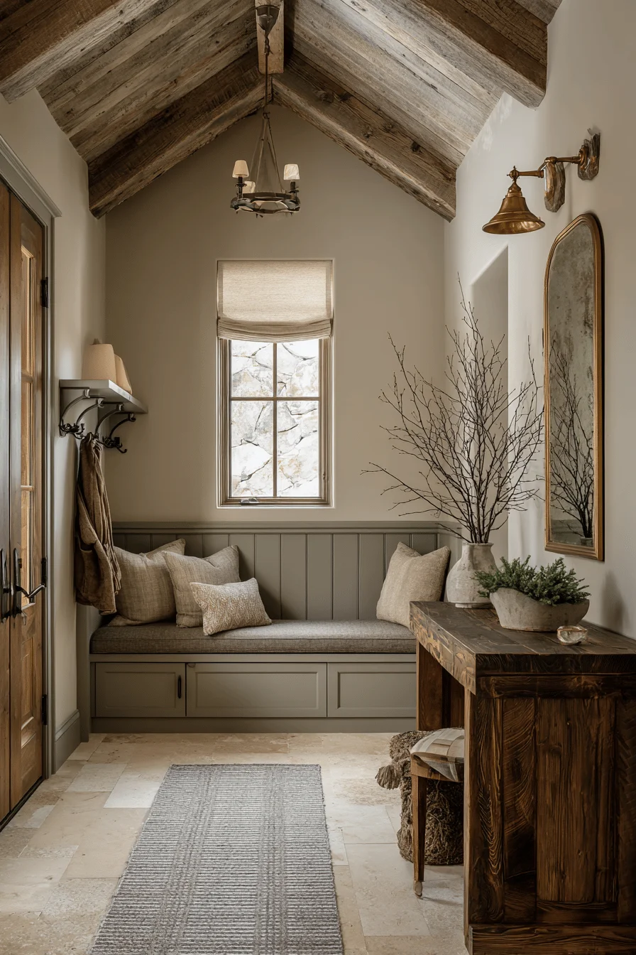 mountain hallway decorating with house interior featuring solid oak console and hallway decorating