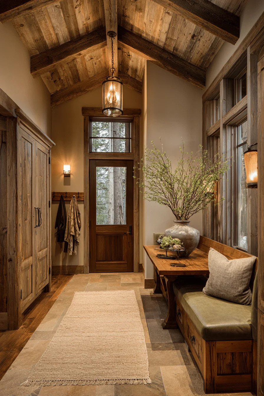 mountain hallway wall decor with room decor ideas featuring brass fixtures and natural mountain elements