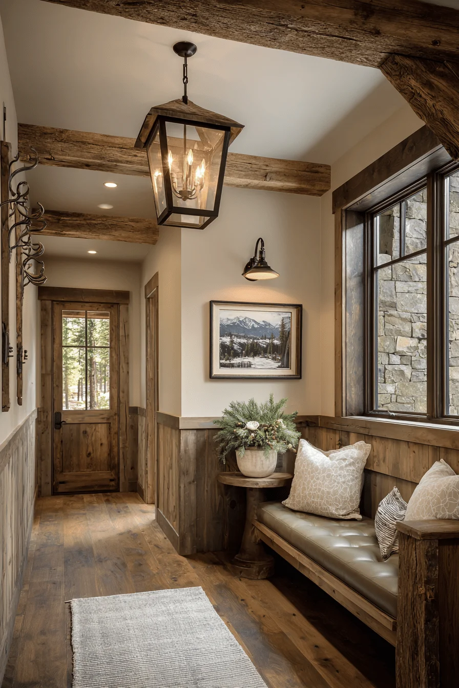 mountain narrow hallway decorating with modern house featuring limestone flooring and narrow hallway decorating