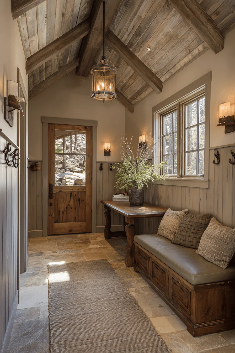 mountain narrow hallway decorating with room decor and hallway wall decor in sage green tones