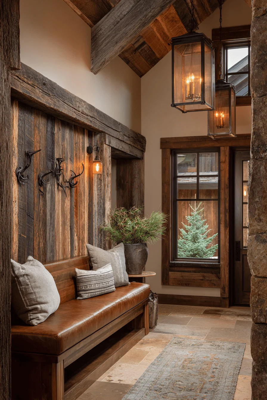 mountain small hallway ideas with modern house design featuring limestone flooring and hallway ideas