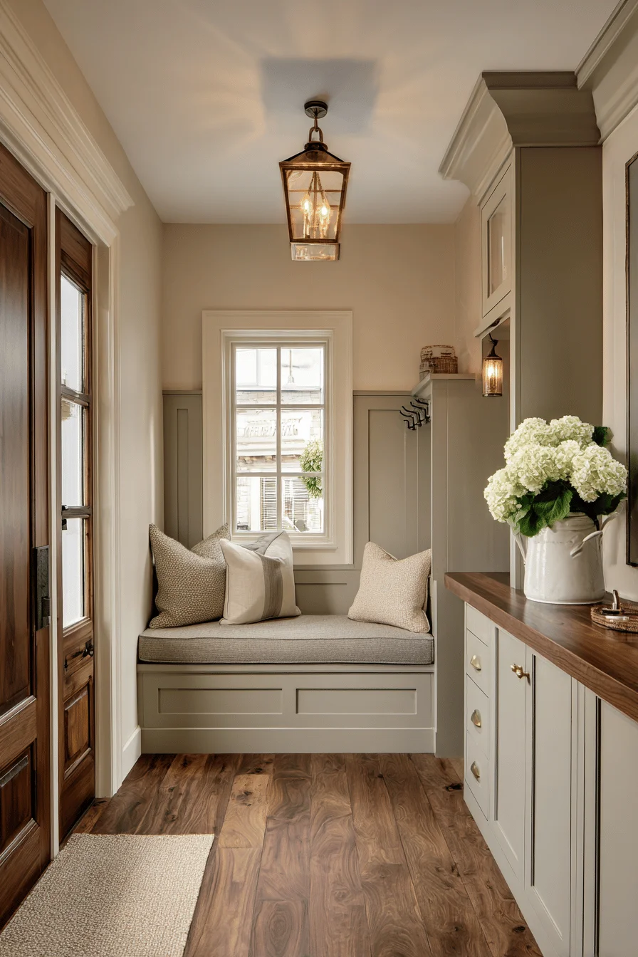 ranch upstairs hallway with dream house decor featuring hallway inspiration built in coat closet warm brass lighting