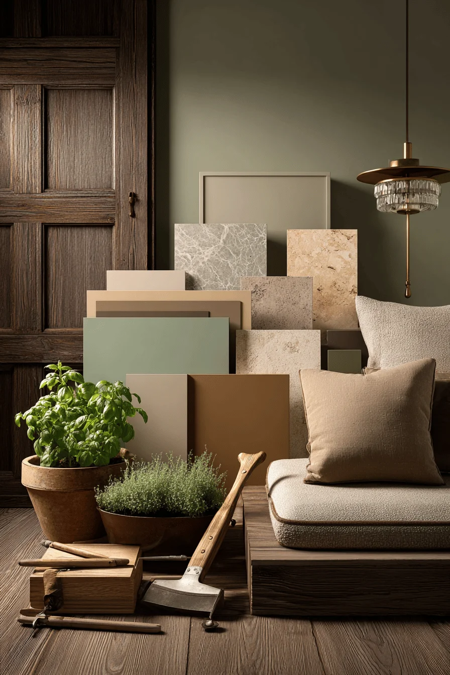 refined house color palettes dream house showcasing earthy color with warm taupe walls sage green cabinetry natural elements
