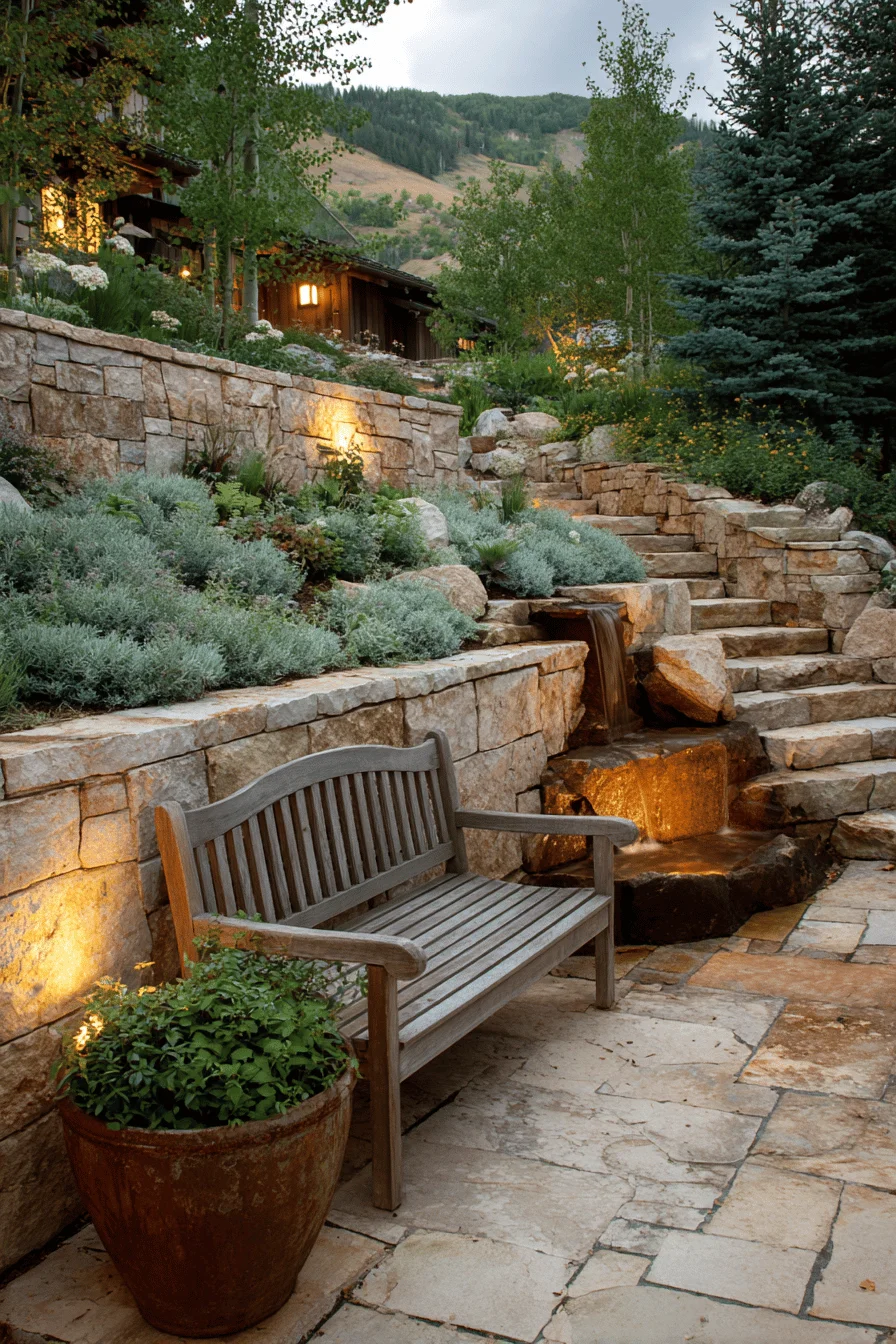 small garden design example with modern garden design featuring compact alpine plantings and efficient space planning