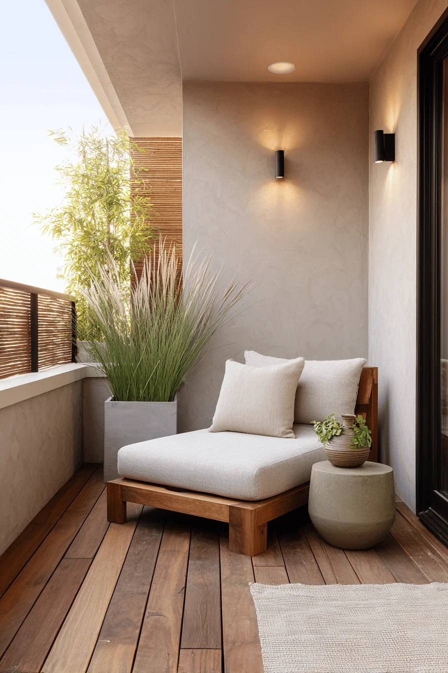 small house design exterior japandi balcony showcasing balcony garden ideas with urban oasis featuring natural wood and plants