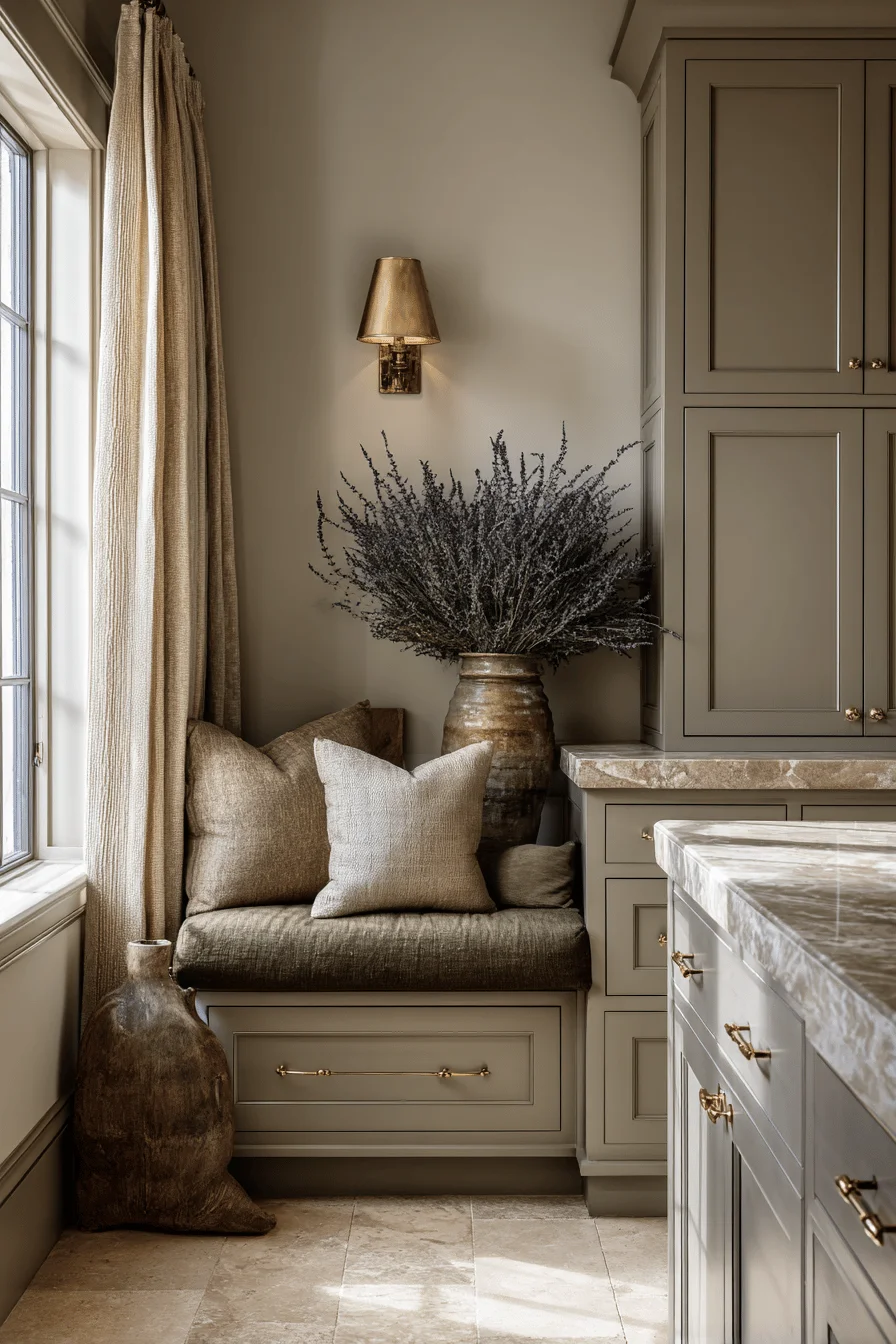 timeless bold color design ideas with earthy color palettes featuring warm taupe walls rich brown furniture natural stone