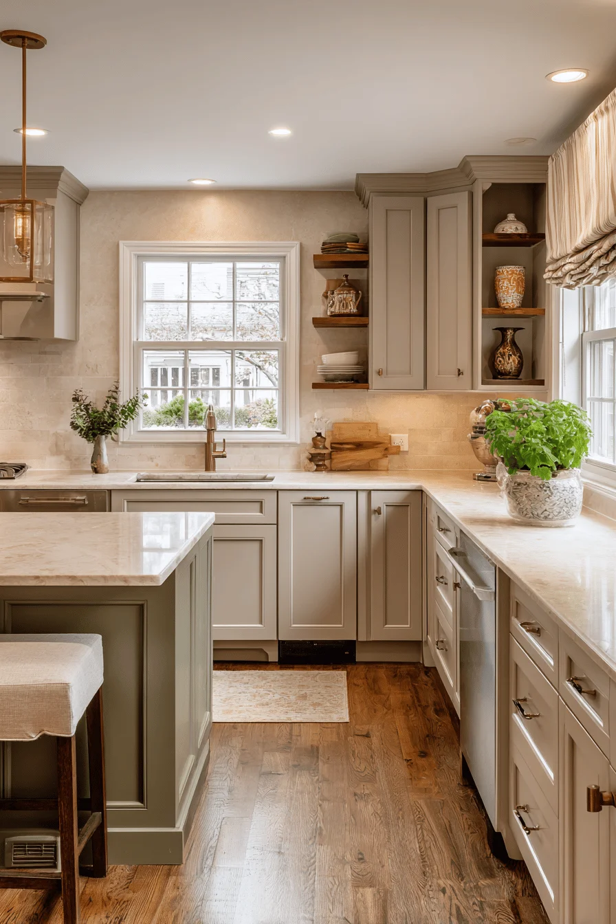 traditional kitchen featuring design ideas with ranch kitchen layout and oak hardwood flooring