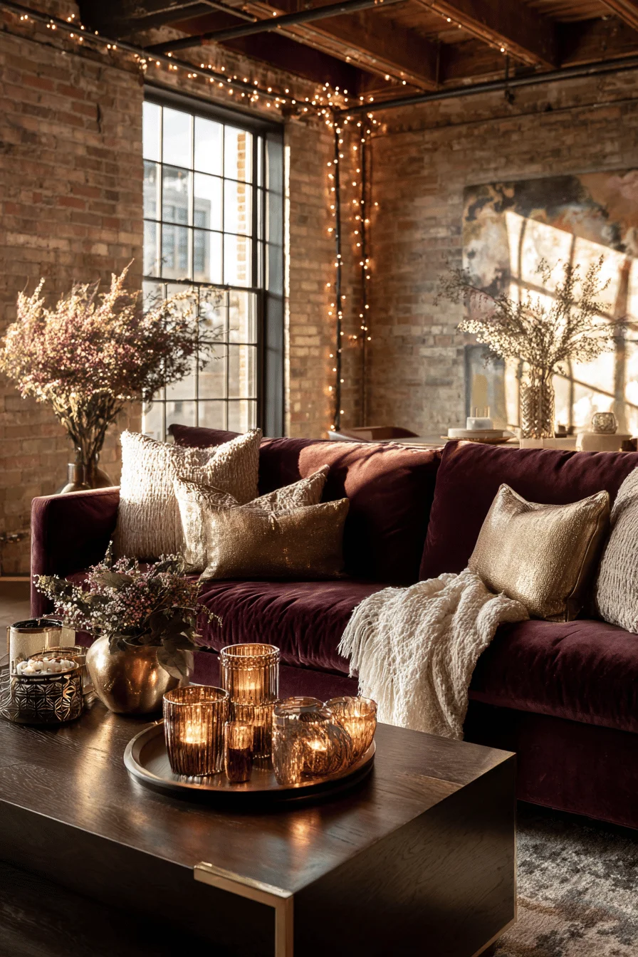 fall decor for apartment designs showing cozy living room with autumn candles and textures