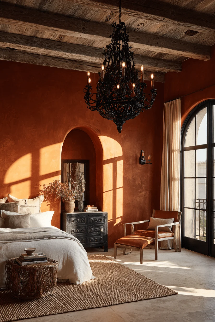 mexican bedroom designs with handcrafted ceramic tiles weathered wood beams and golden sunlight