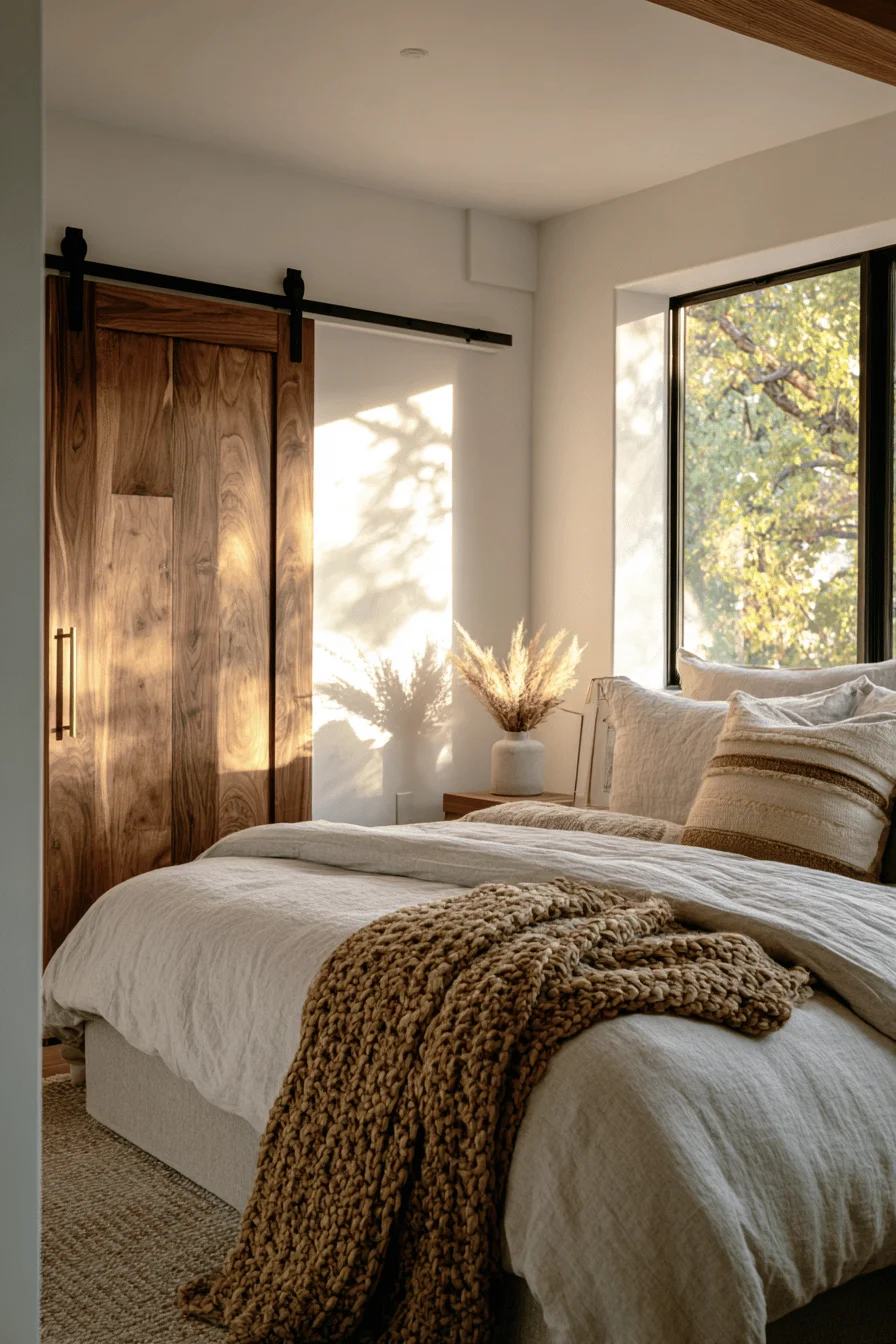 aesthetic bedroom inspiration displaying cowboy style decor with organic cotton throws and professional lighting