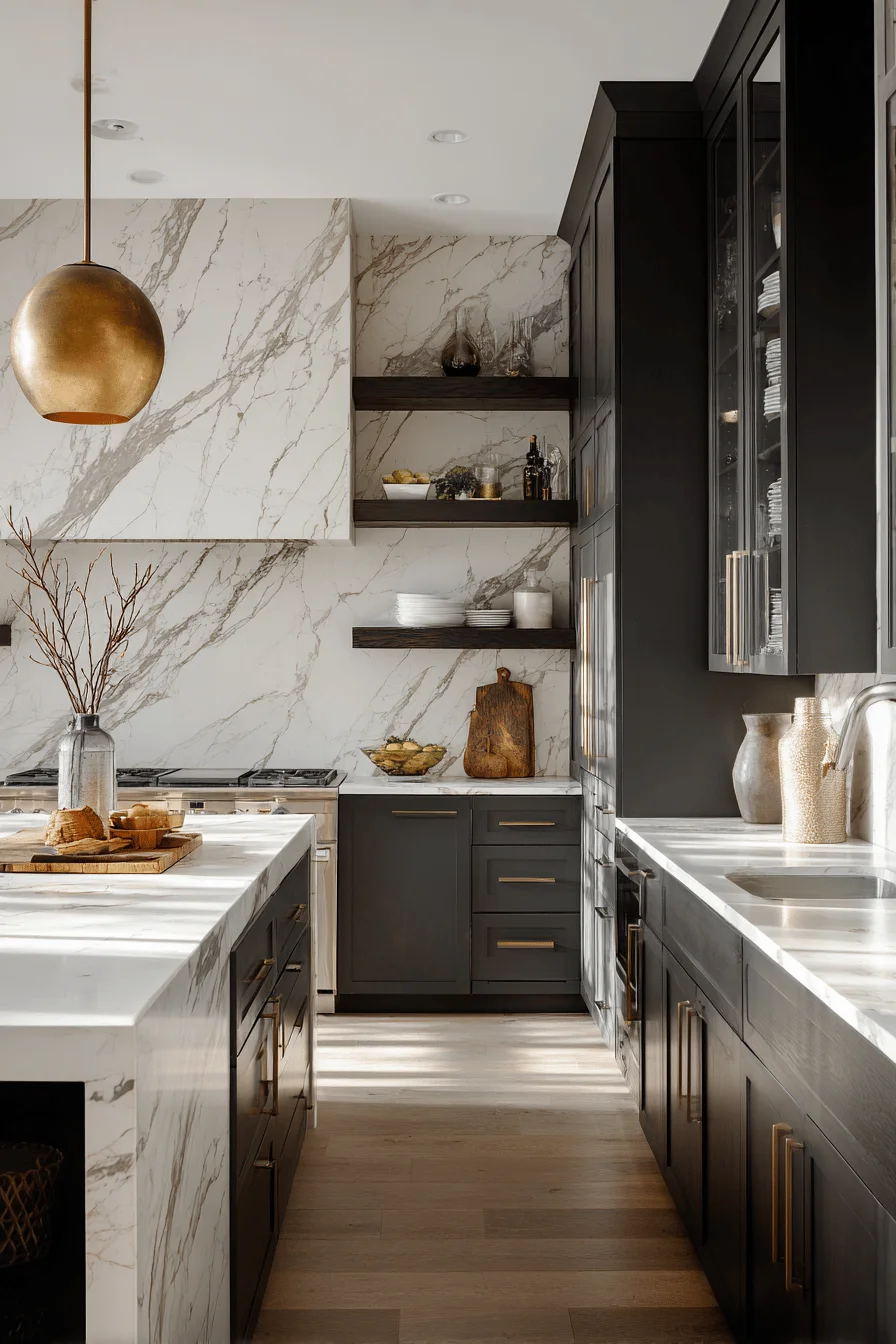 black backsplash kitchen aesthetics showcasing white cabinet doors with striking black subway tile wall treatment